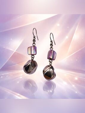 A.N.A Purple Gray Dangle Hook Earrings